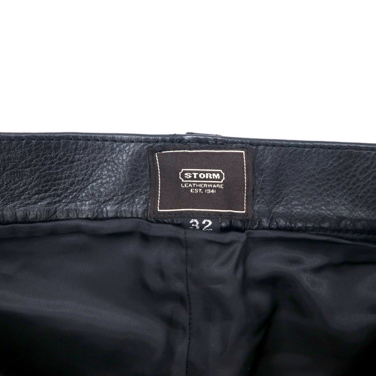 STORM LEATHERWARE レザーパンツ 32 ブラック 牛革 5ポケット ジッパーフライ