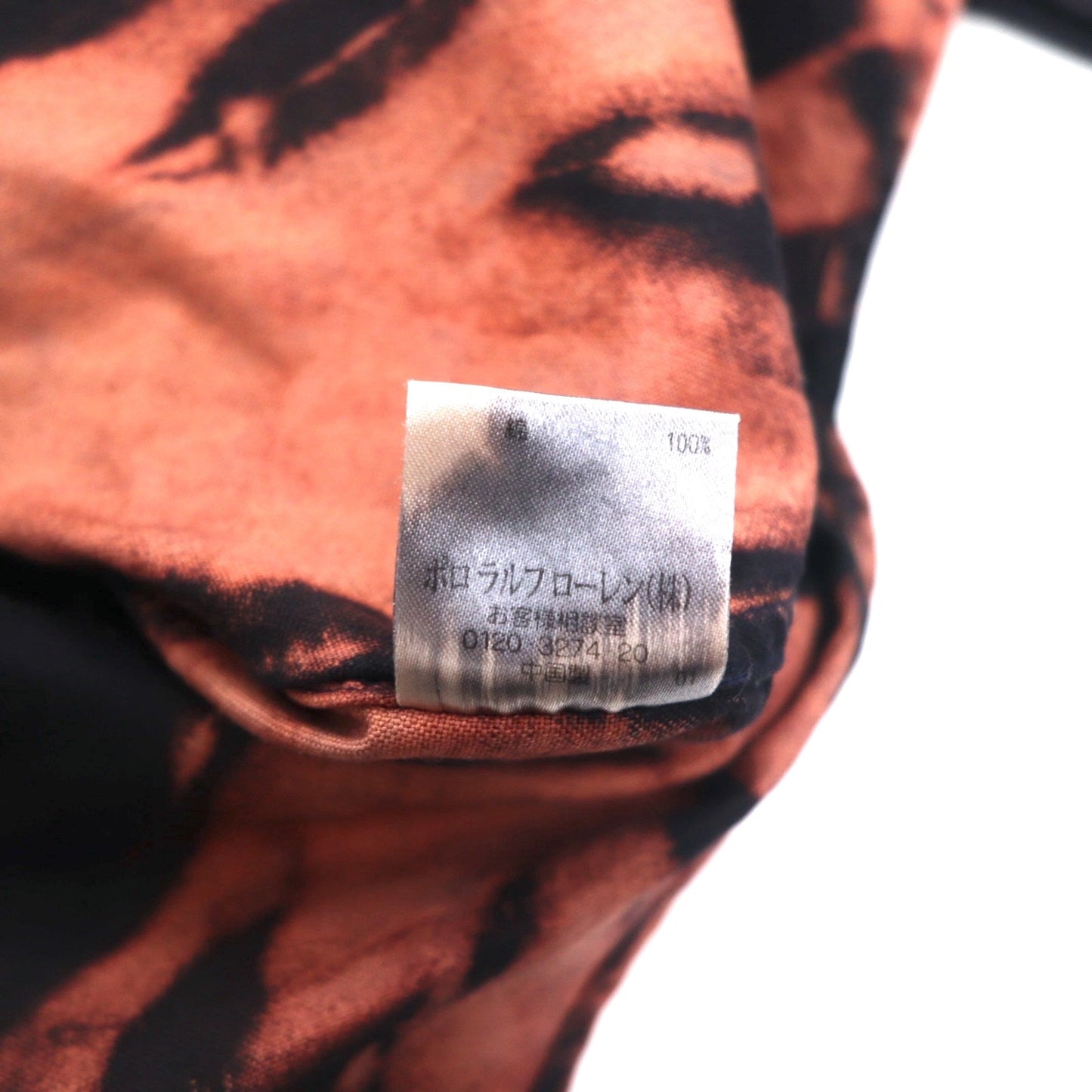 Ralph Lauren タイダイ ブリーチ加工 ボタンダウンシャツ S ブラック ビッグポニー 刺繍