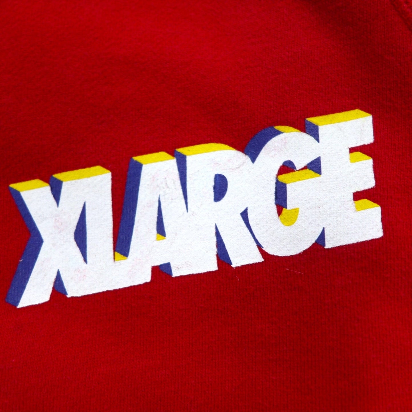 X-LARGE オーバーサイズ ダブルジップパーカー S レッド コットン 星柄 3D ロゴプリント