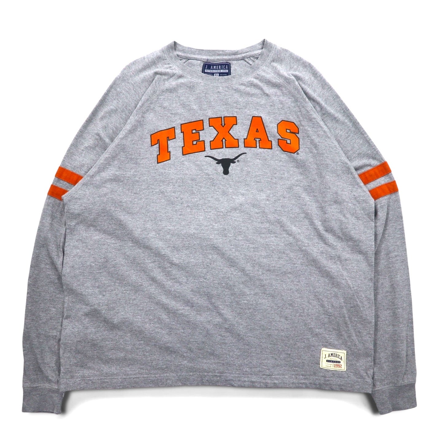 J.AMERICA フットボール ロングスリーブTシャツ ロンT XL グレー プリント TEXAS