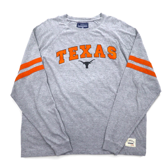 J.AMERICA フットボール ロングスリーブTシャツ ロンT XL グレー プリント TEXAS