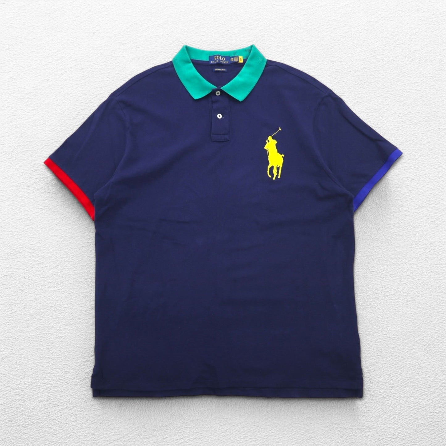 POLO RALPH LAUREN ビッグポニー刺繍 ポロシャツ 2XL ビッグサイズ ネイビー コットン 鹿の子