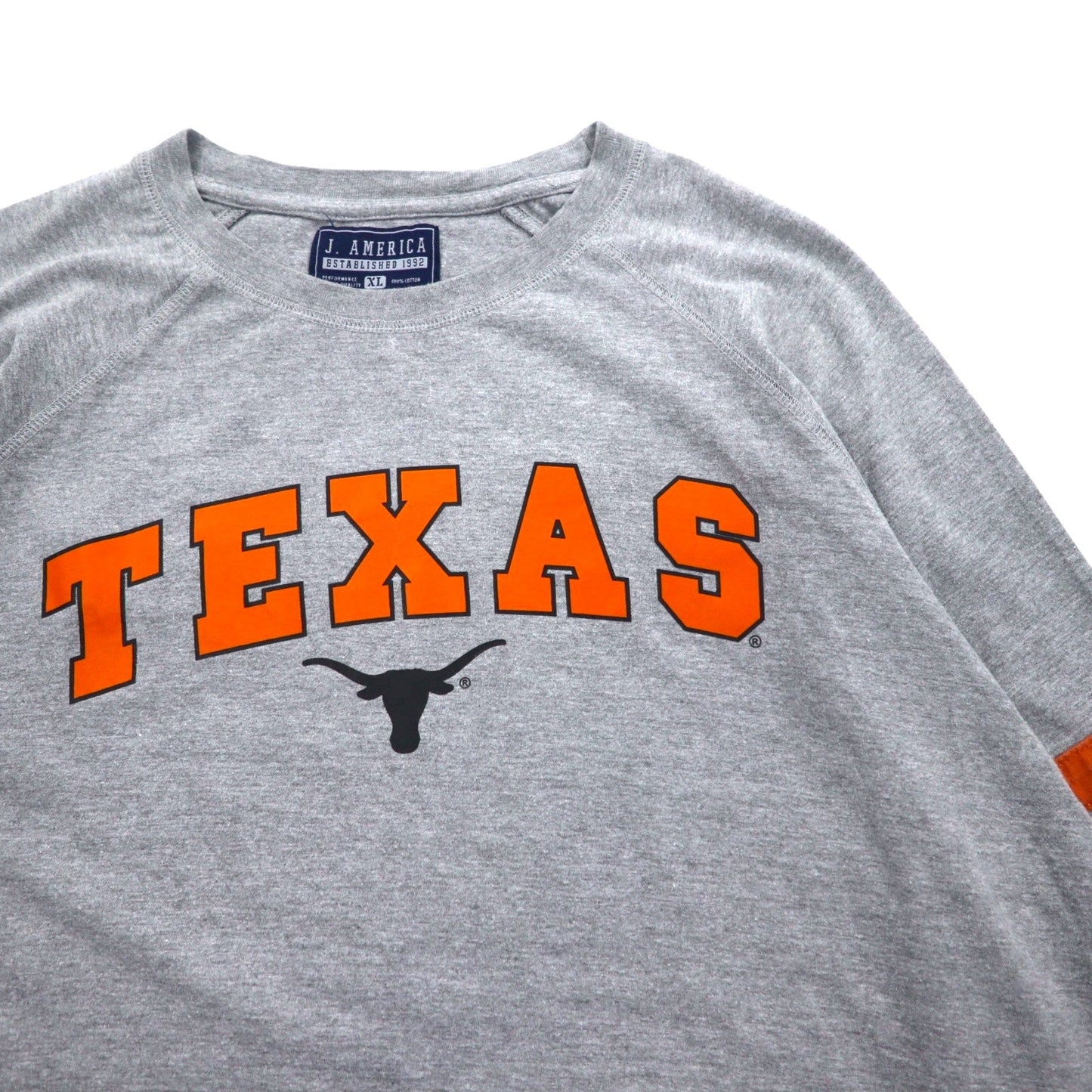 J.AMERICA フットボール ロングスリーブTシャツ ロンT XL グレー プリント TEXAS