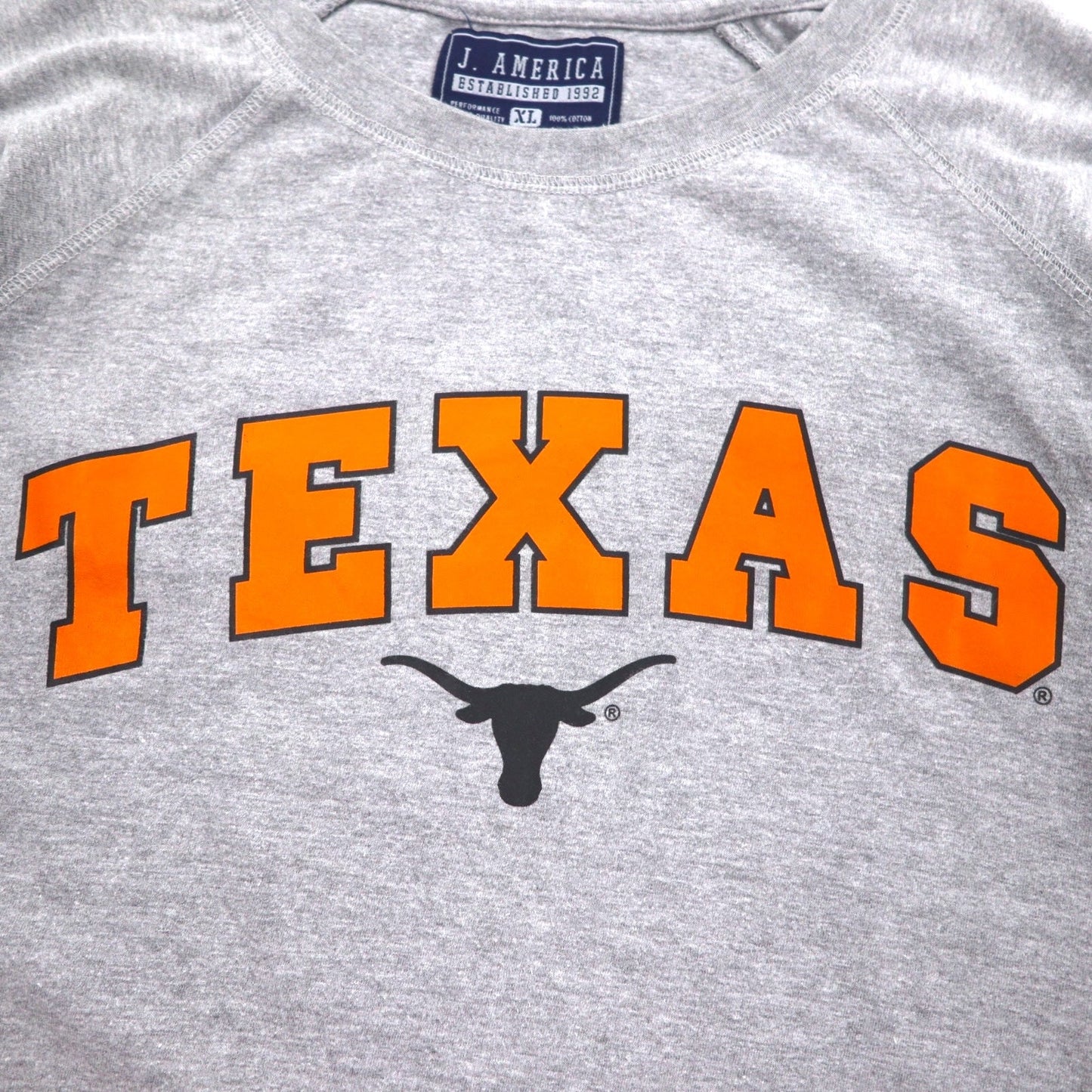 J.AMERICA フットボール ロングスリーブTシャツ ロンT XL グレー プリント TEXAS