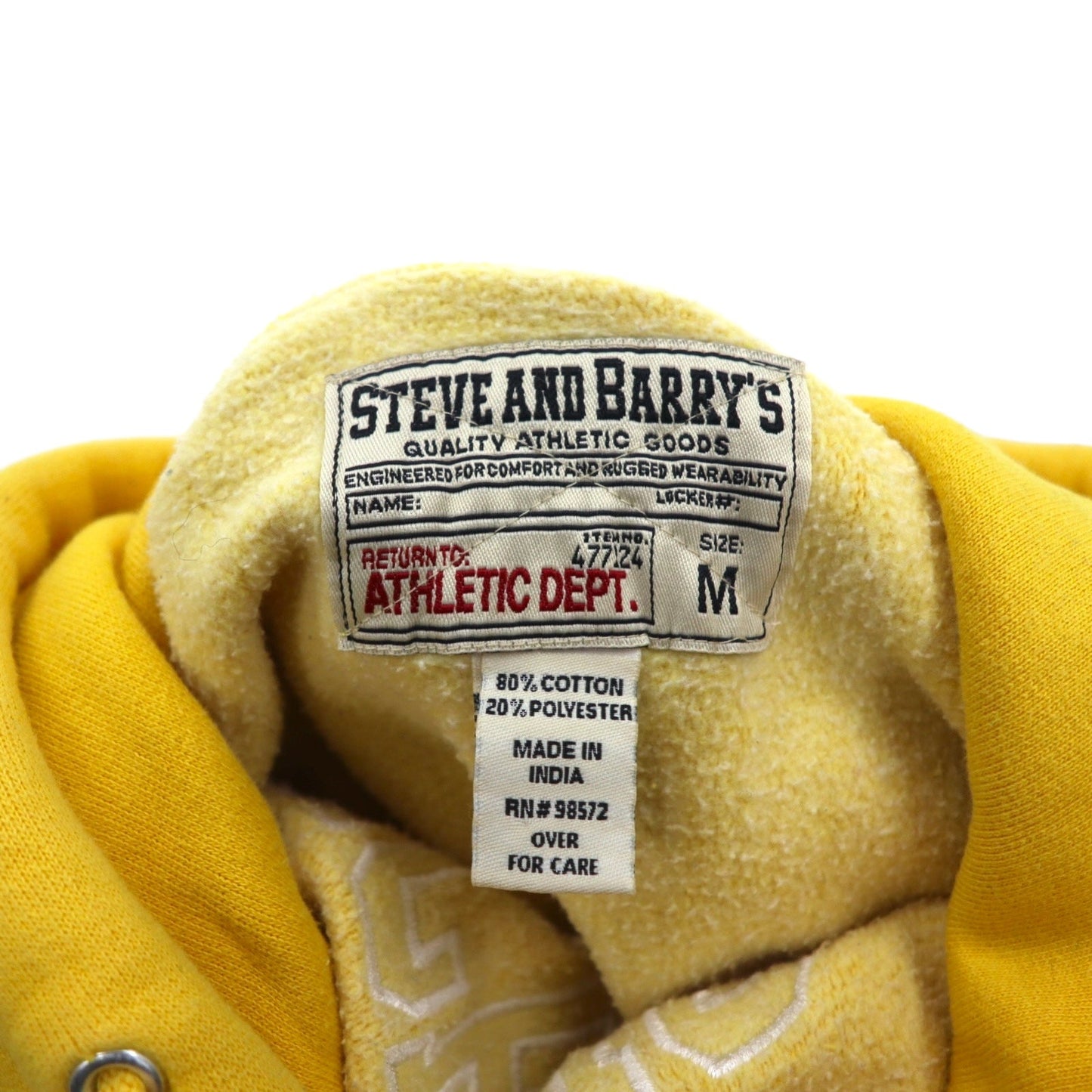 STEVE AND BARRY'S リバースウィーブ プルオーバー パーカー M イエロー MICHIGAN アーチロゴ ビッグサイズ