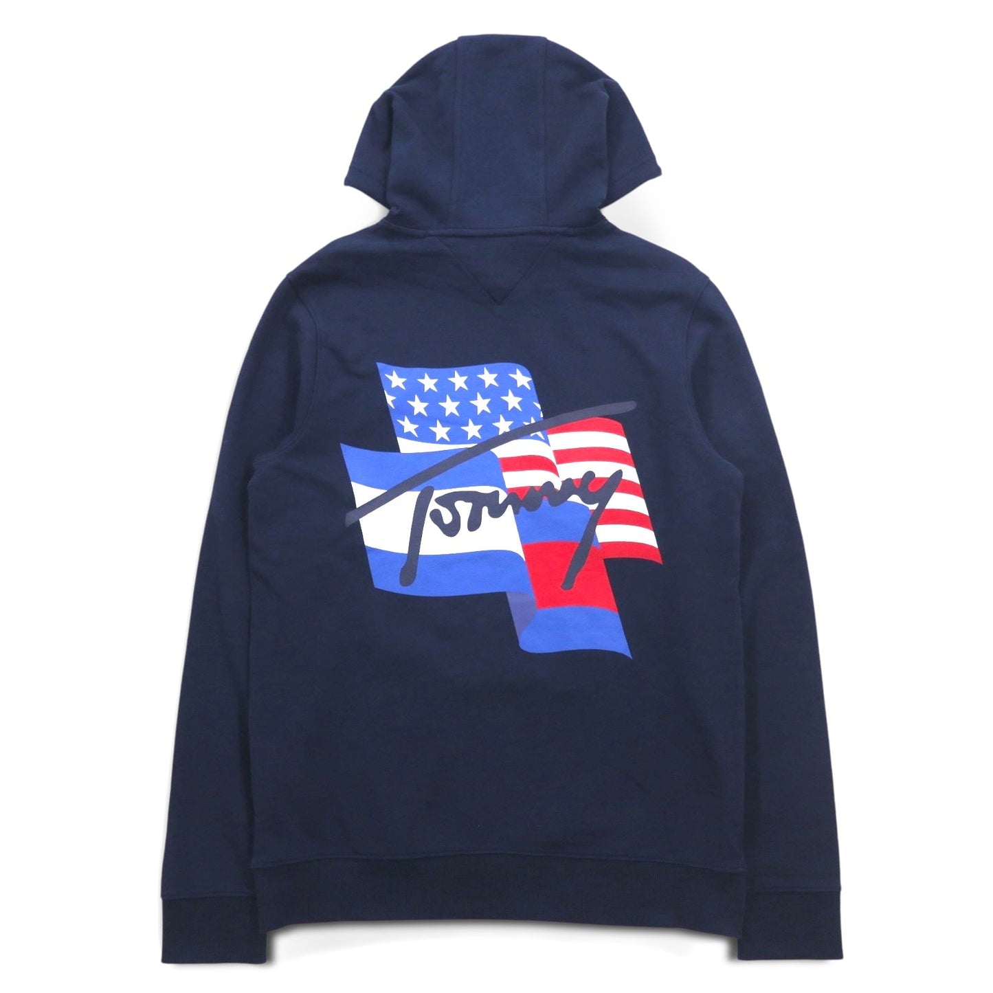 TOMMY JEANS プルオーバーパーカー L ネイビー バックプリント Mikina Flag Graphic DM0DM08703