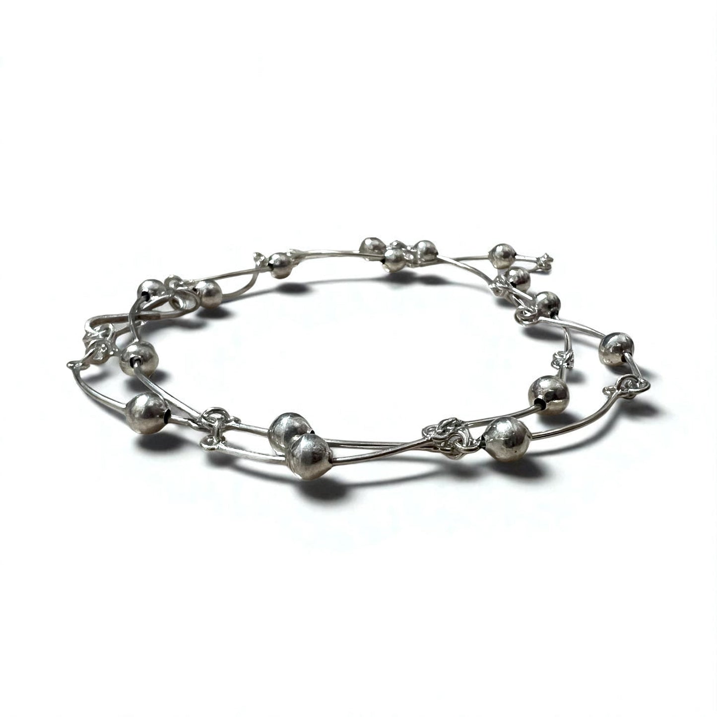 Vintage 2WAY Silver Necklace ドット ウェーブ ネックレス 2連ブレスレット シルバー 925
