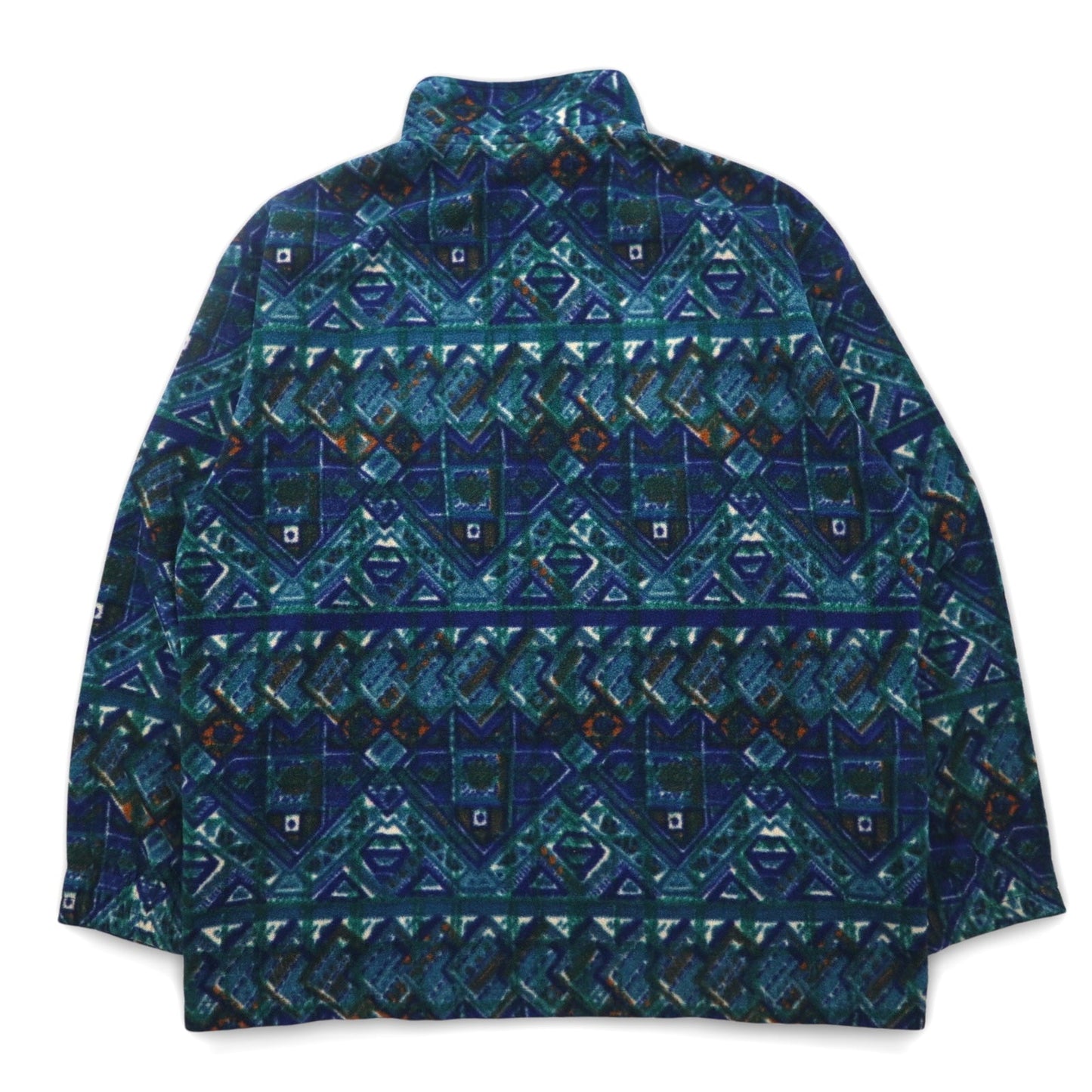 FILA イタリア製 90年代 総柄 ハーフボタン スナップT フリースジャケット XXL グリーン ブルー