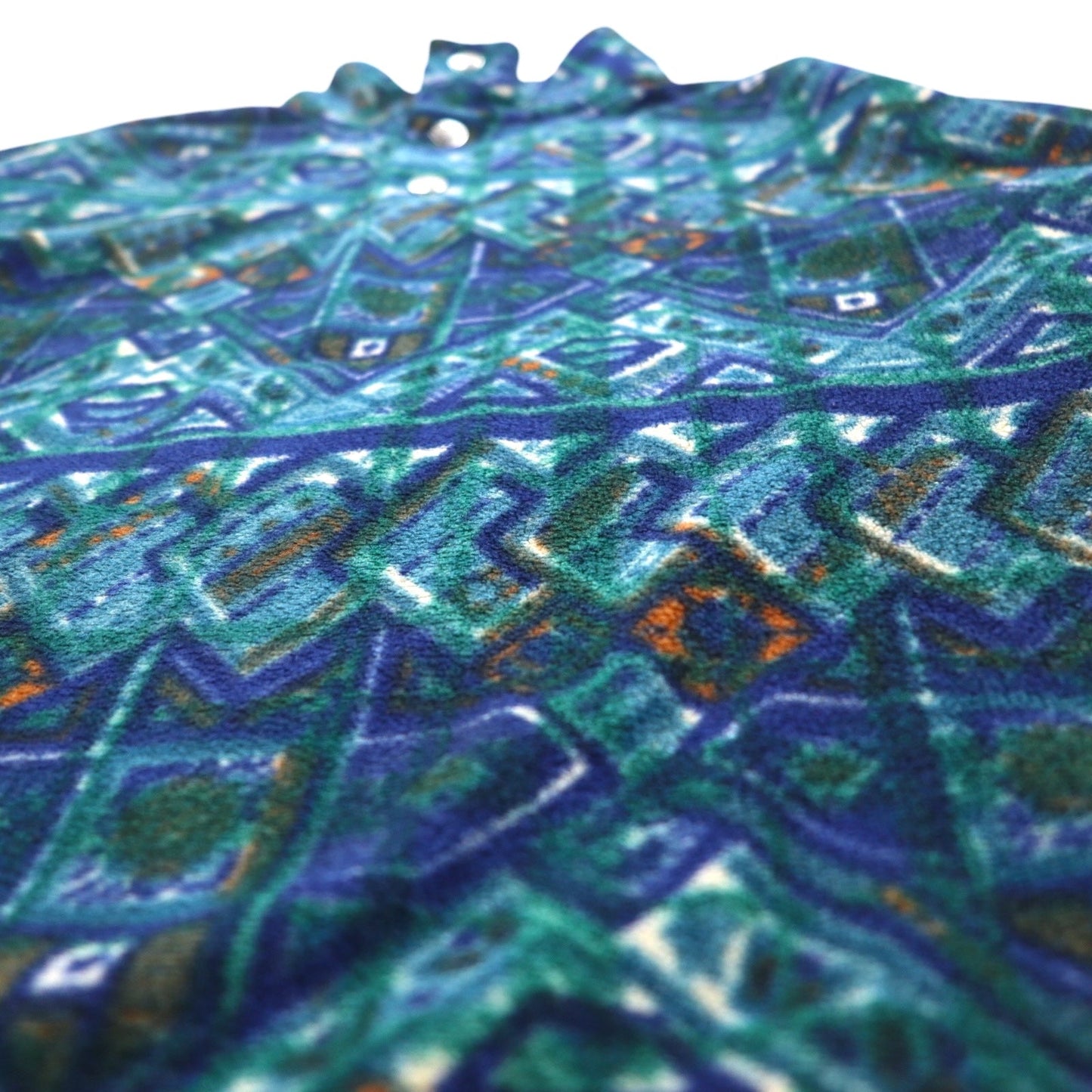 FILA イタリア製 90年代 総柄 ハーフボタン スナップT フリースジャケット XXL グリーン ブルー