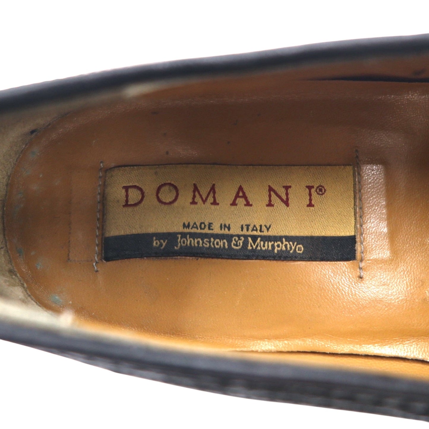 DOMANI by Johnston & Murphy イタリア製 ウイングチップ タッセル ローファー 28cm ブラック レザー 6921