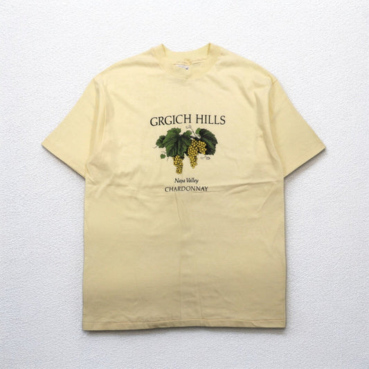 Hanes 80年代 USA製 BEEFY-T ヴィンテージ シングルステッチ Tシャツ XL イエロー GRGICH HILLS