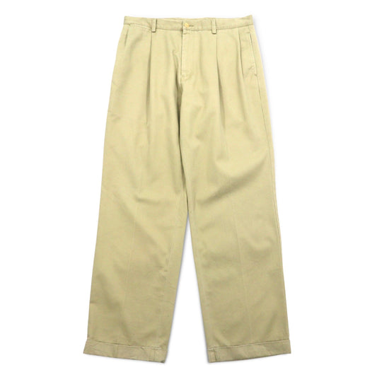 NAUTICA タック ワイド チノパンツ L ベージュ CLASSIC FIT コットン RIGGER