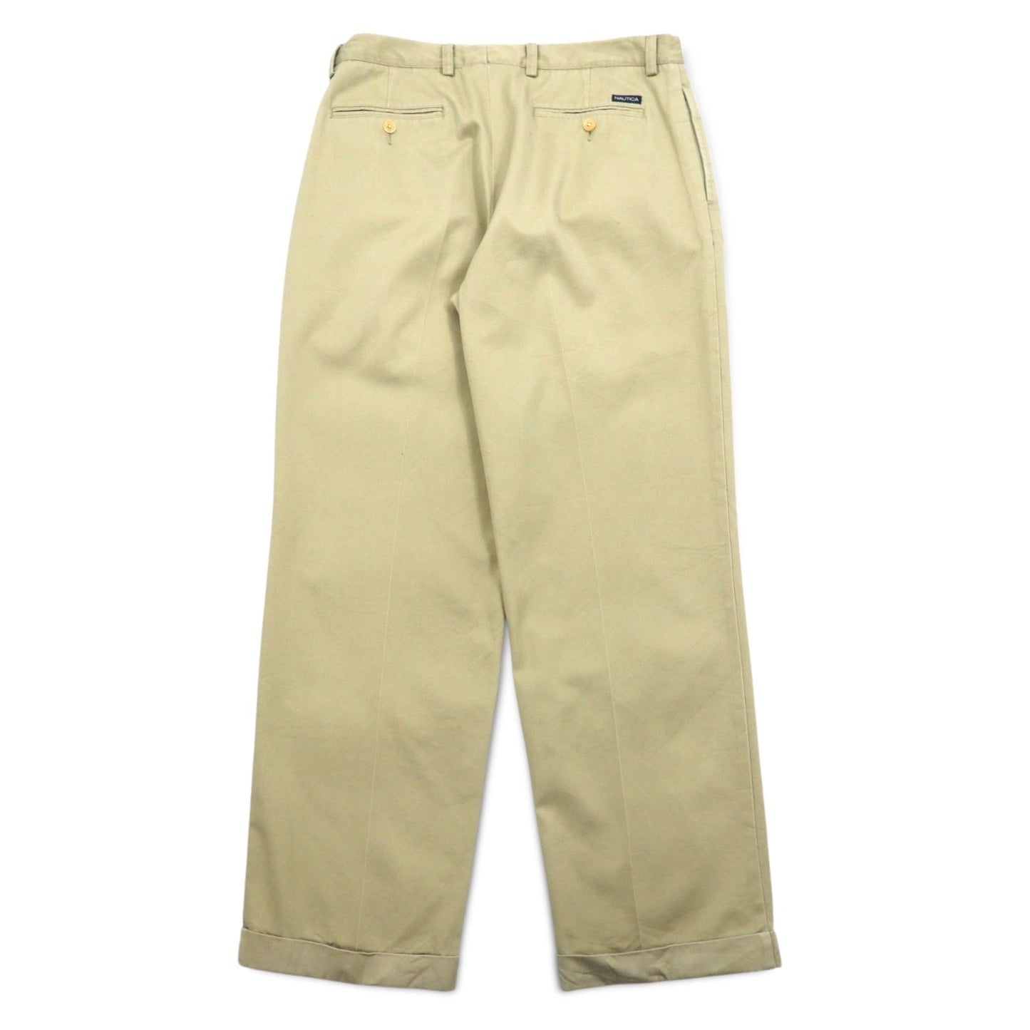 NAUTICA タック ワイド チノパンツ L ベージュ CLASSIC FIT コットン RIGGER