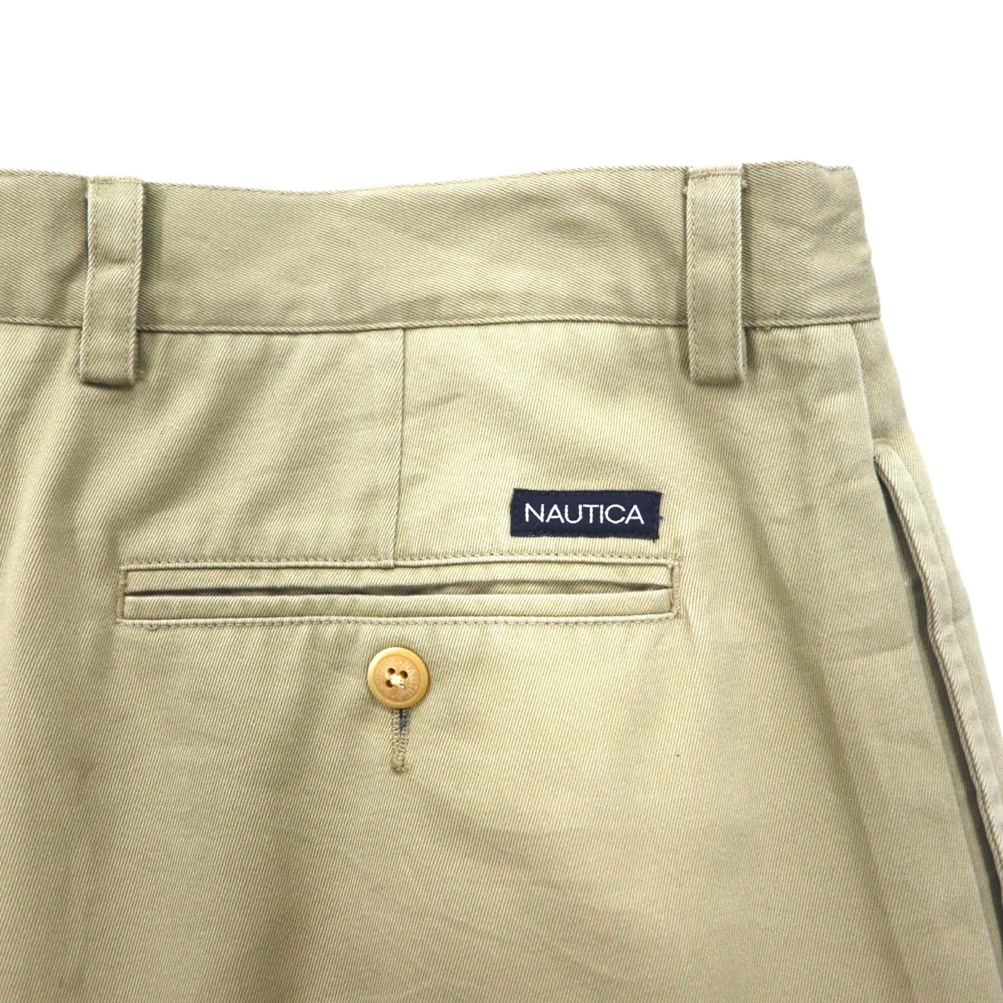 NAUTICA タック ワイド チノパンツ L ベージュ CLASSIC FIT コットン RIGGER
