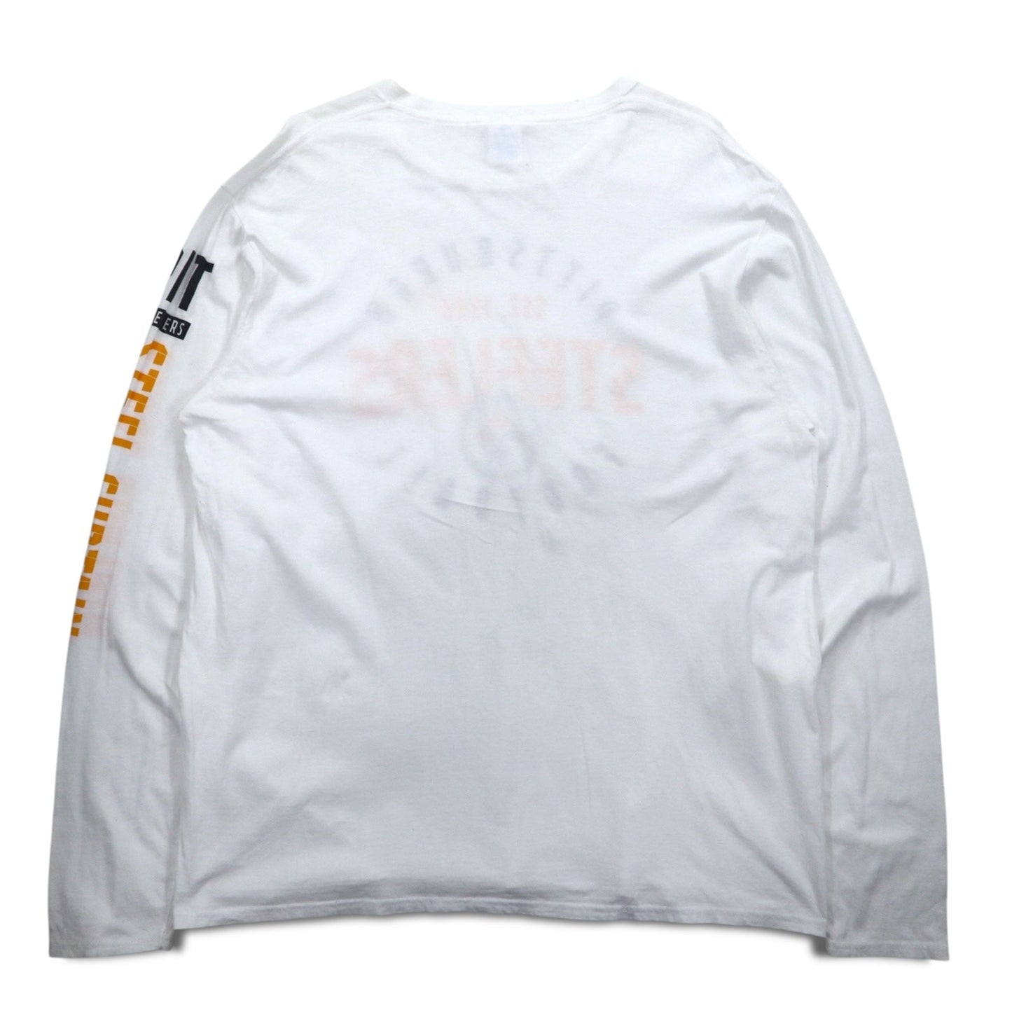 Majestic ロングスリーブTシャツ ロンT XL ホワイト 袖プリント NFL PITTSBURGH STEELERS ホンジュラス製