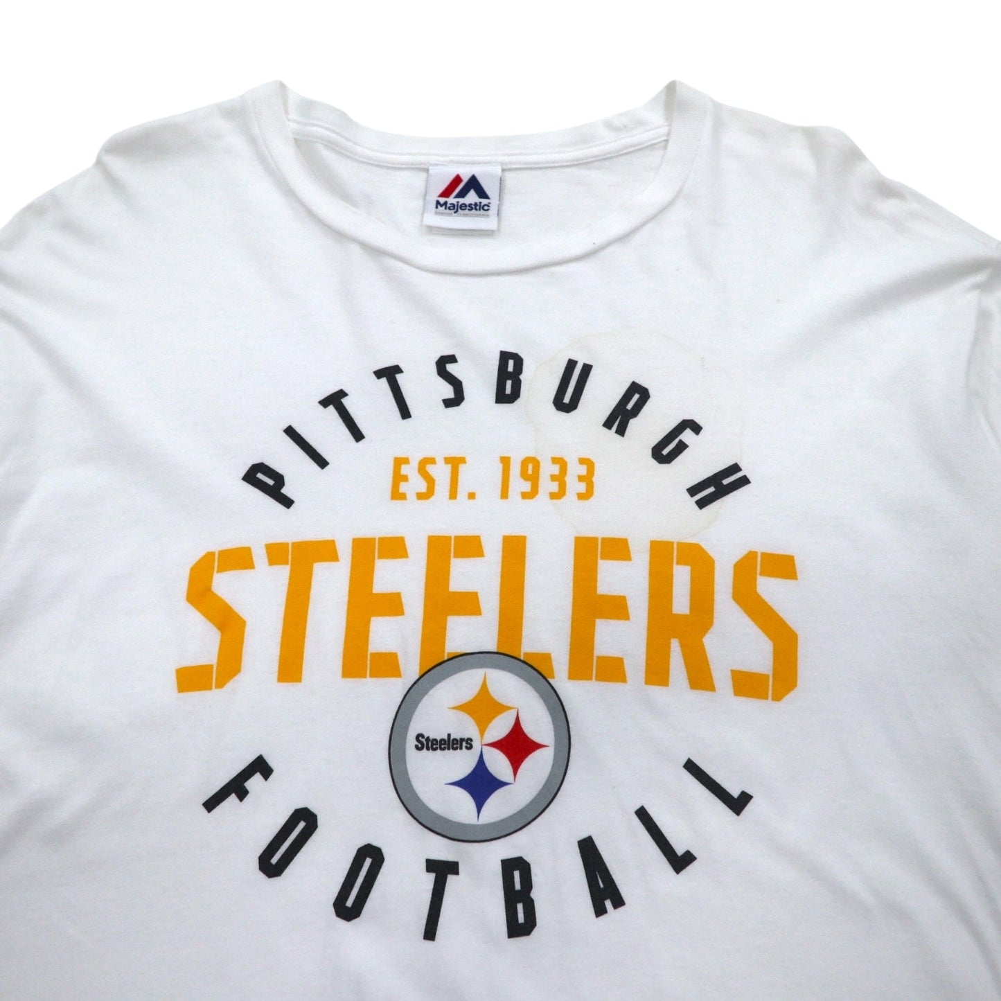 Majestic ロングスリーブTシャツ ロンT XL ホワイト 袖プリント NFL PITTSBURGH STEELERS ホンジュラス製