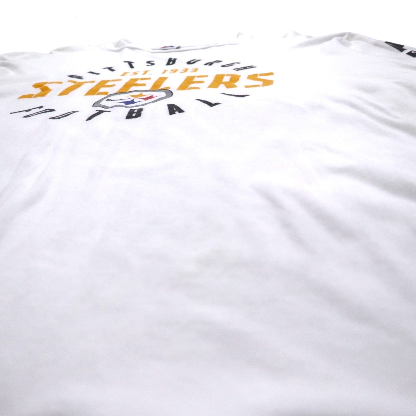 Majestic ロングスリーブTシャツ ロンT XL ホワイト 袖プリント NFL PITTSBURGH STEELERS ホンジュラス製