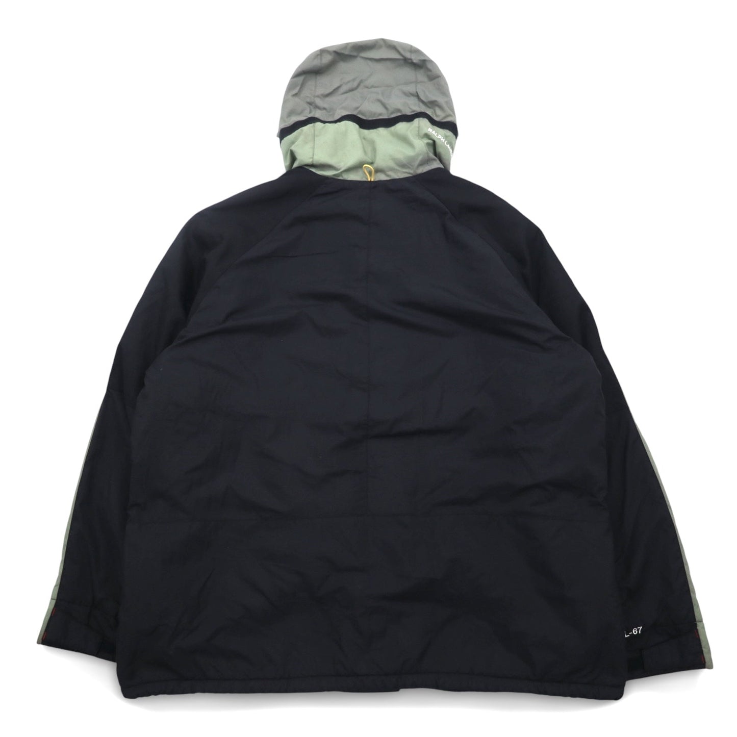 POLO JEANS Co. RALPH LAUREN 90年代 フード収納式 マウンテンパーカー L グリーン ブラック ナイロン リップストップ