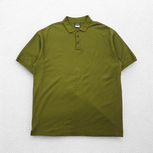 patagonia オーガニックコットン ポロシャツ 2XL カーキ 鹿の子 ワンポイントロゴ刺繍 52822