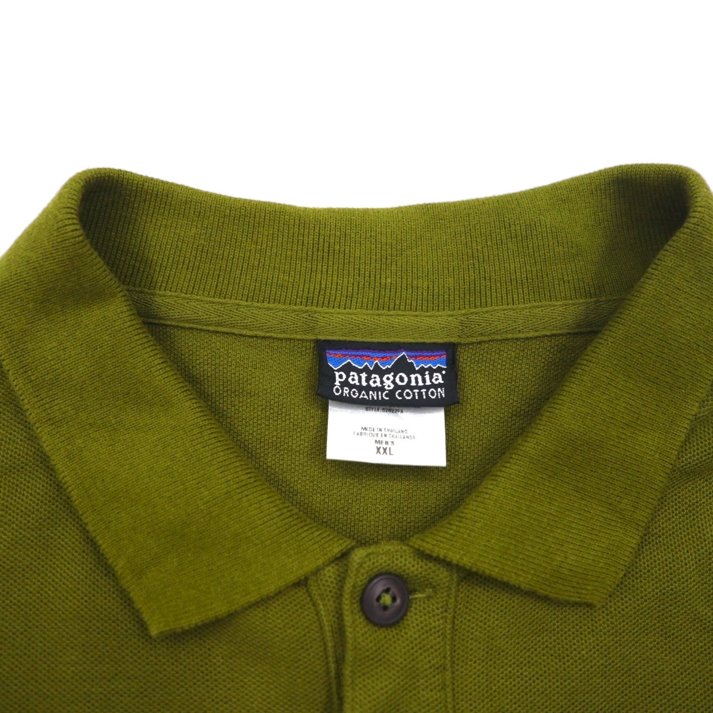 patagonia オーガニックコットン ポロシャツ 2XL カーキ 鹿の子 ワンポイントロゴ刺繍 52822
