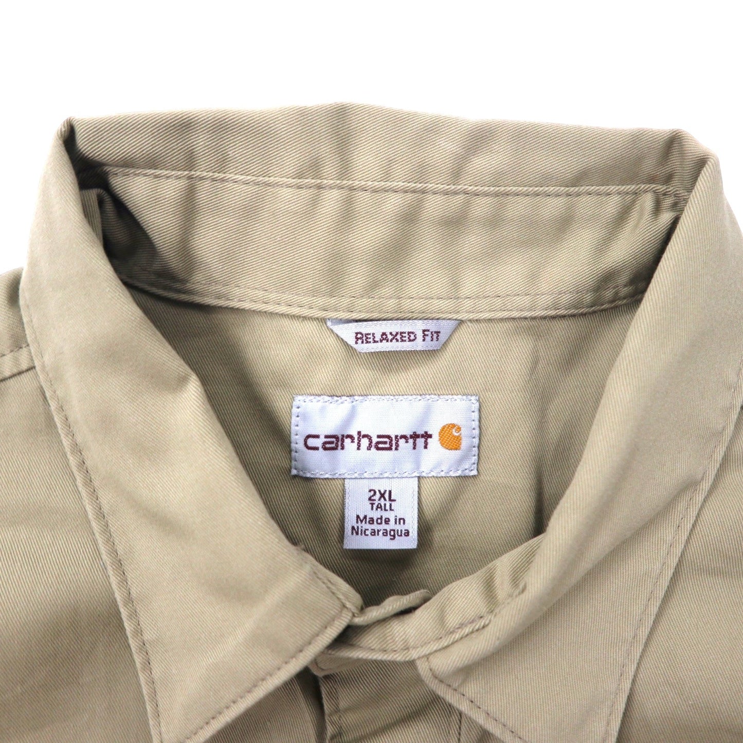 carhartt 半袖ワークシャツ 2XL ベージュ ポリエステル コットン ビッグサイズ ツイル S/S ワークシャツ S223 KHI