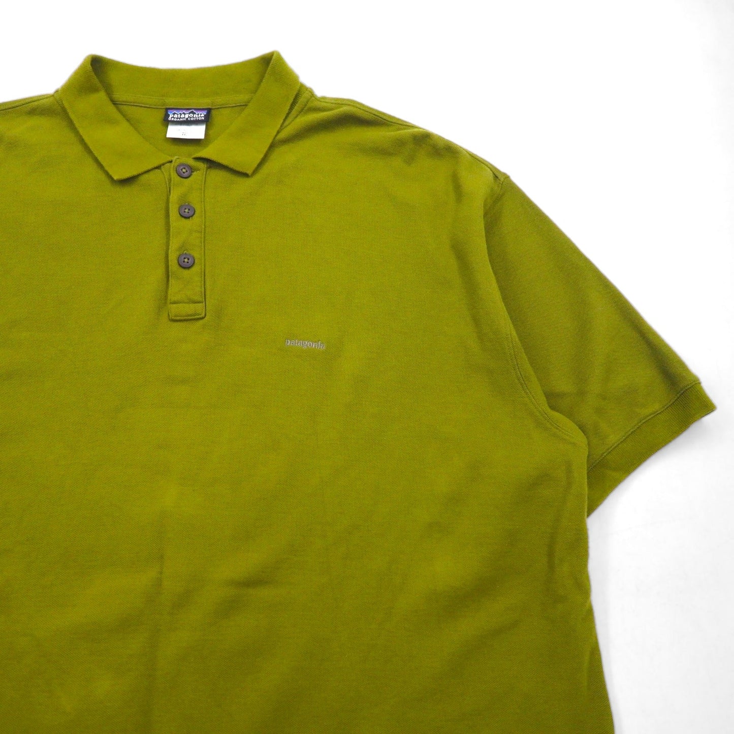 patagonia オーガニックコットン ポロシャツ 2XL カーキ 鹿の子 ワンポイントロゴ刺繍 52822