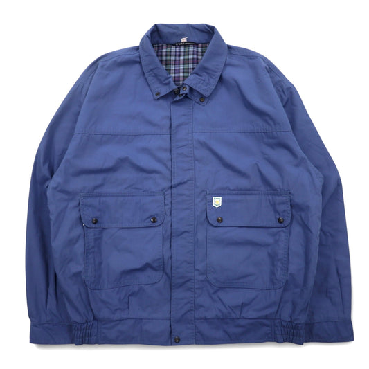 K-WAY フランス製 80年代 ユーロ ワーク ジャケット L ブルー ポリエステル コットン 裏地チェック