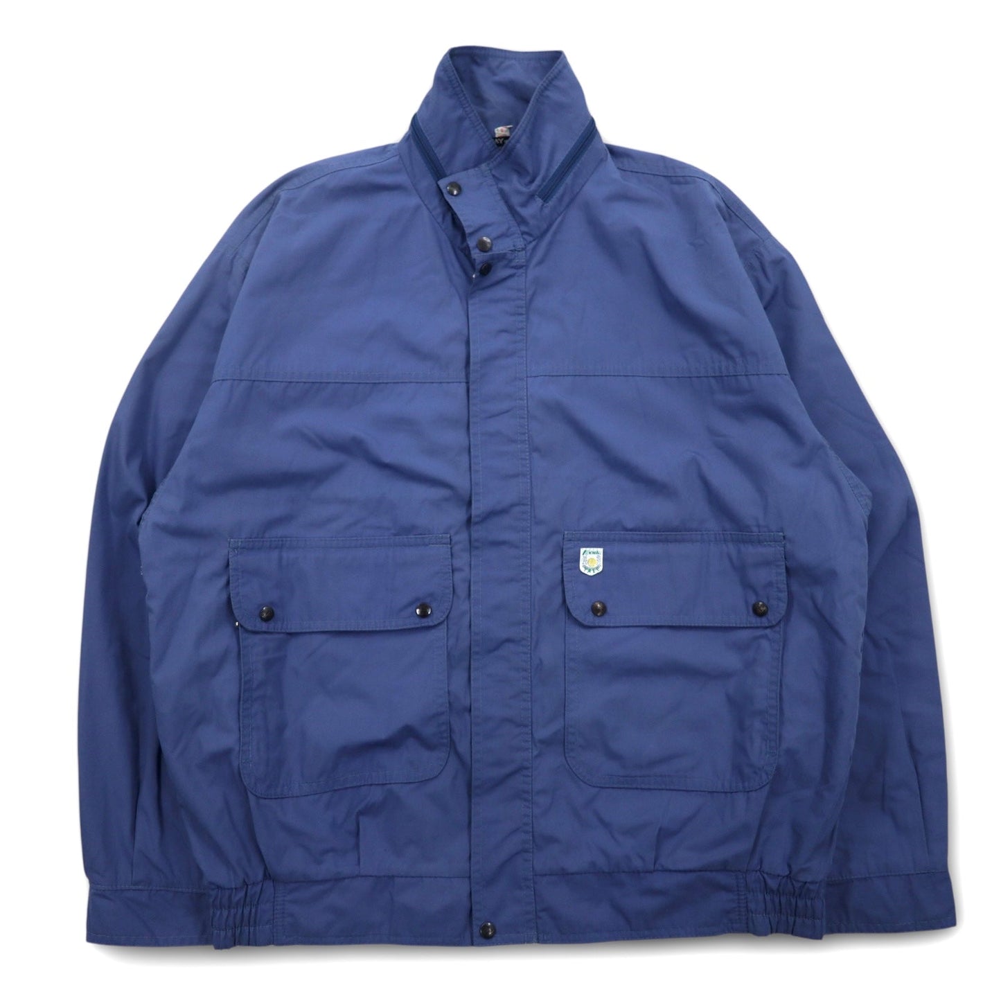 K-WAY フランス製 80年代 ユーロ ワーク ジャケット L ブルー ポリエステル コットン 裏地チェック