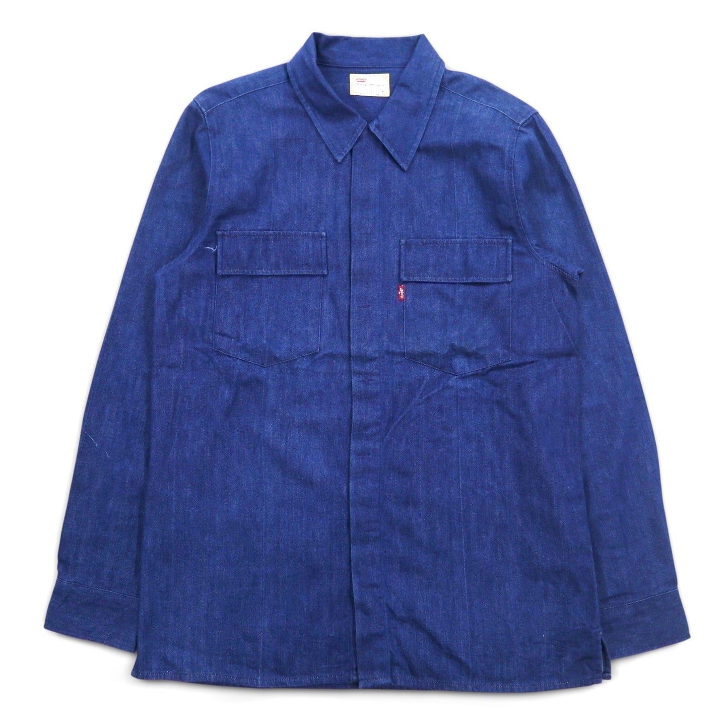 Levi’s 90年代 スタプレ STA-PREST デニム ワークシャツ M ブルー 比翼 フラップ 胸ポケット