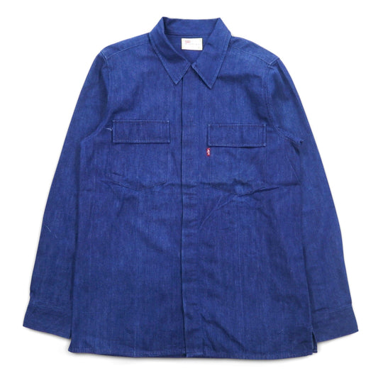 Levi’s 90年代 スタプレ STA-PREST デニム ワークシャツ M ブルー 比翼 フラップ 胸ポケット
