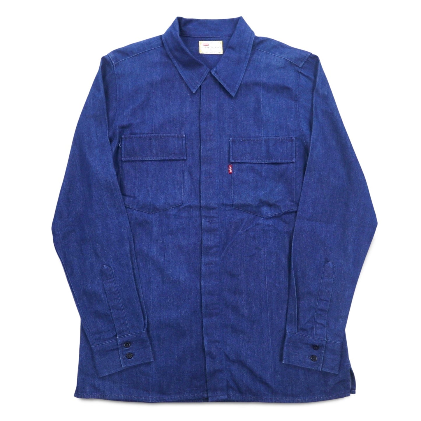 Levi’s 90年代 スタプレ STA-PREST デニム ワークシャツ M ブルー 比翼 フラップ 胸ポケット