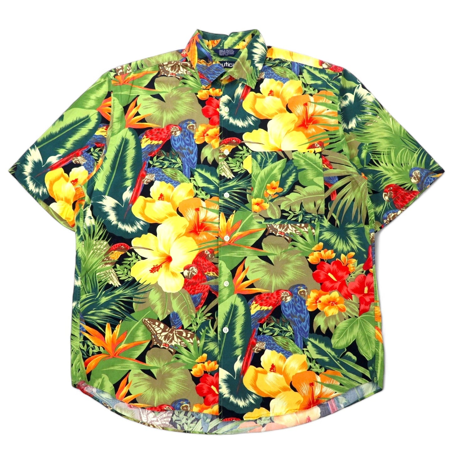 nautica 90年代 アロハシャツ M マルチカラー コットン 花柄 ボタニカル