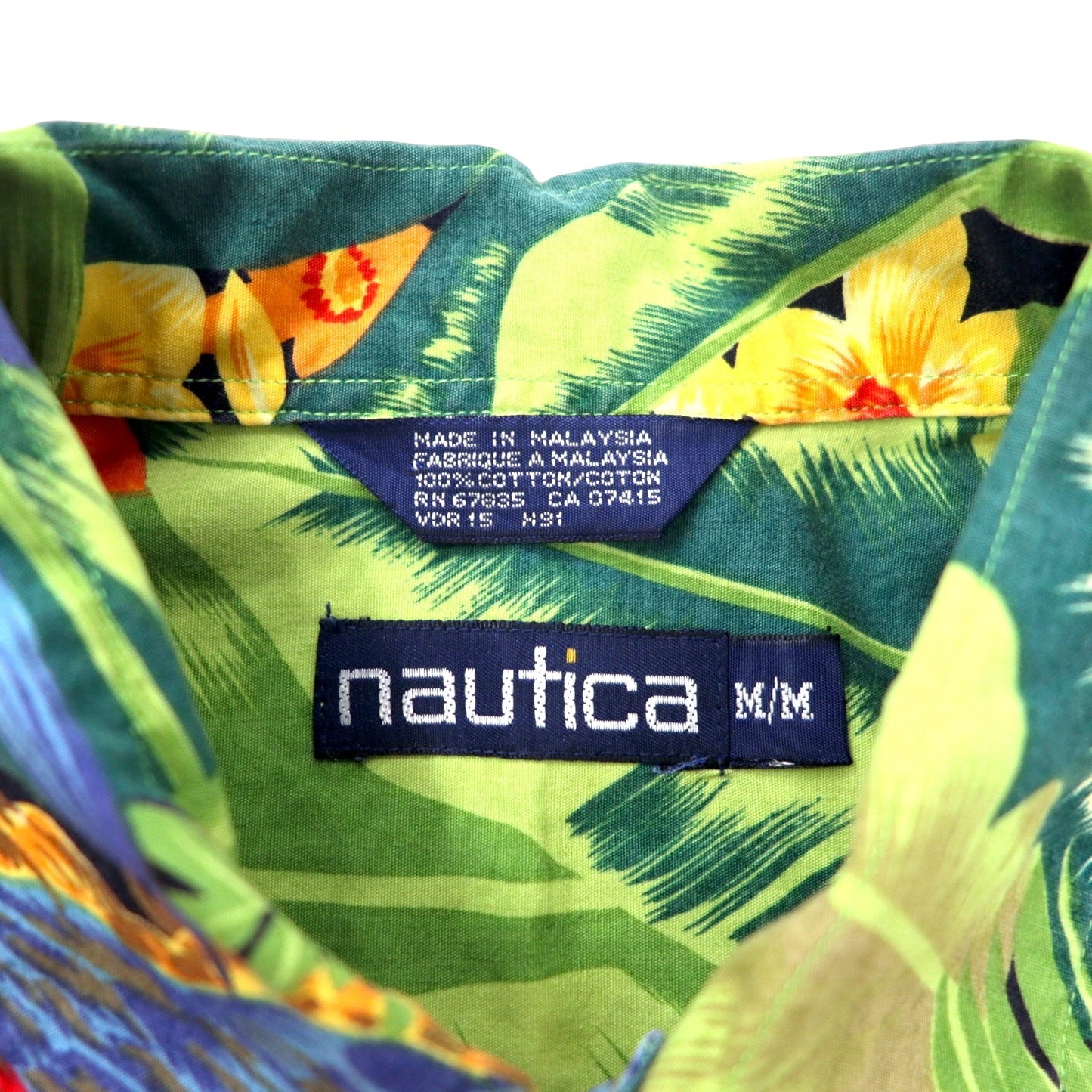 nautica 90年代 アロハシャツ M マルチカラー コットン 花柄 ボタニカル