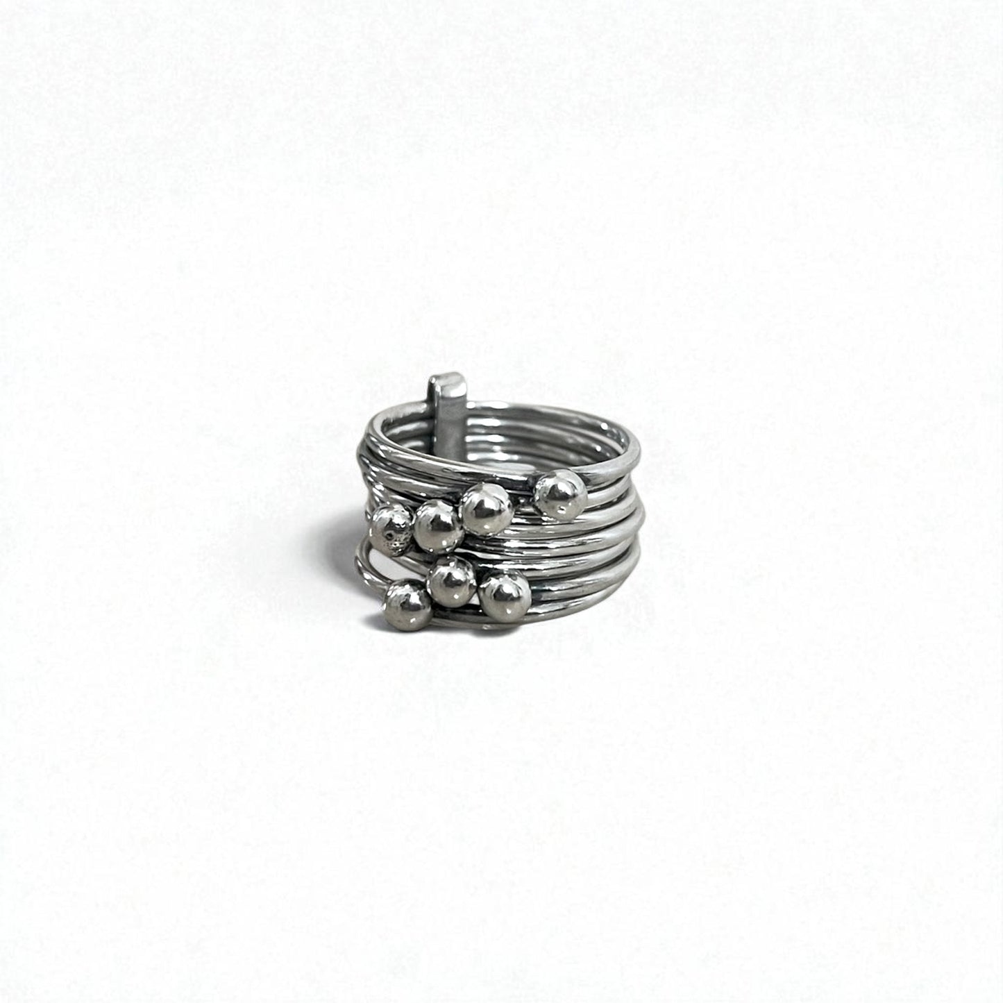 Vintage Mexican Jewelry メキシカンジュエリー 7連 リング シルバー 925 モダニスト