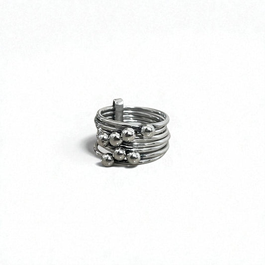 Vintage Mexican Jewelry メキシカンジュエリー 7連 リング シルバー 925 モダニスト