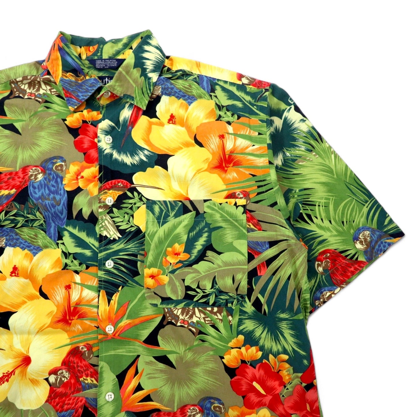 nautica 90年代 アロハシャツ M マルチカラー コットン 花柄 ボタニカル