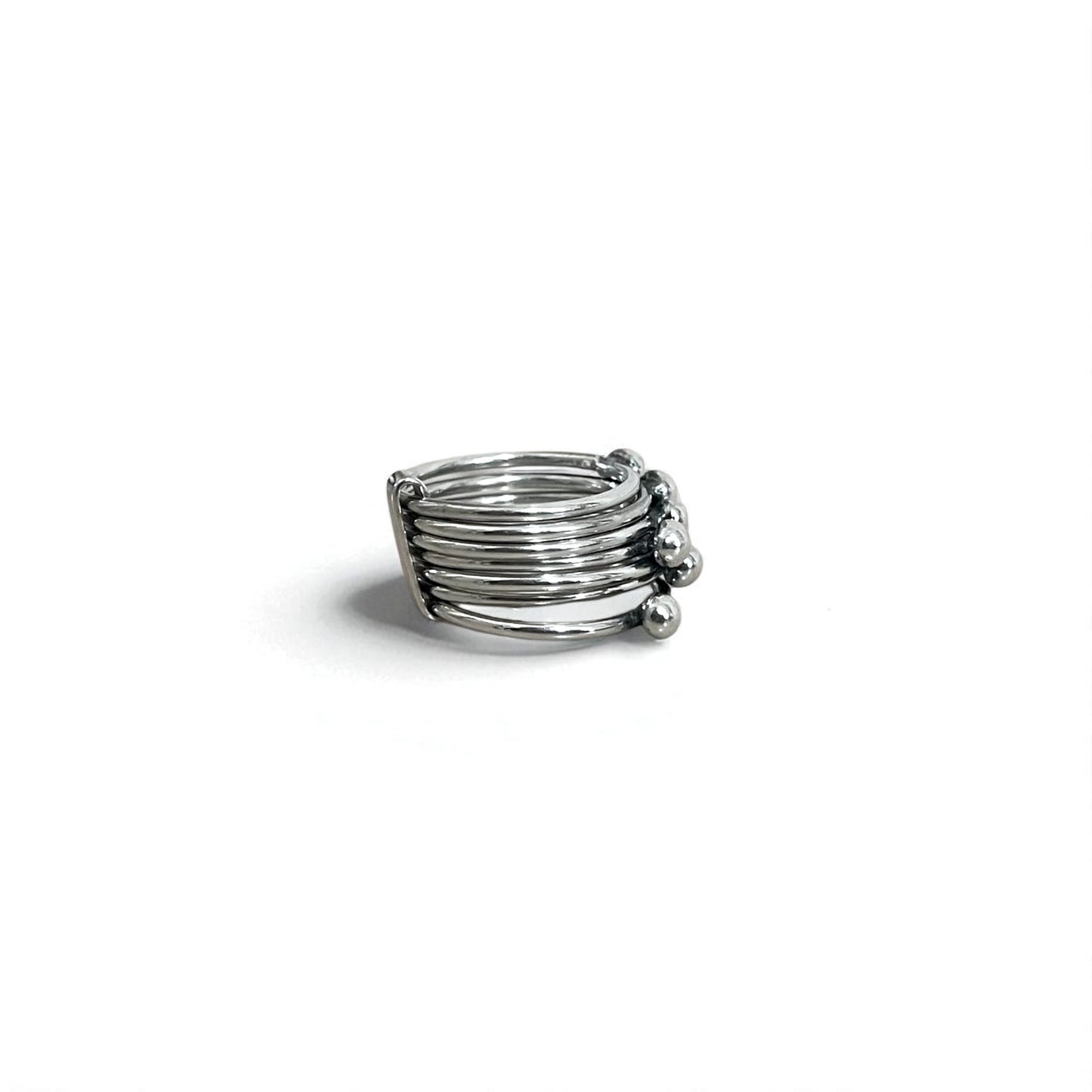 Vintage Mexican Jewelry メキシカンジュエリー 7連 リング シルバー 925 モダニスト