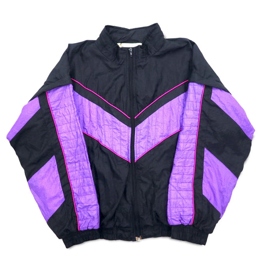 Vintage Nylon Jacket 90年代 ナイロンジャケット トレーニングジャケット ジャージ M ブラック アーム着脱式