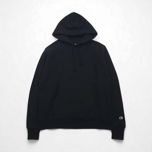 Champion リバーズウィーブ REVERSE WEAVE プルオーバーパーカー M ブラック 無地 コットン 裏起毛 青単タグ 復刻 ホンジュラス製