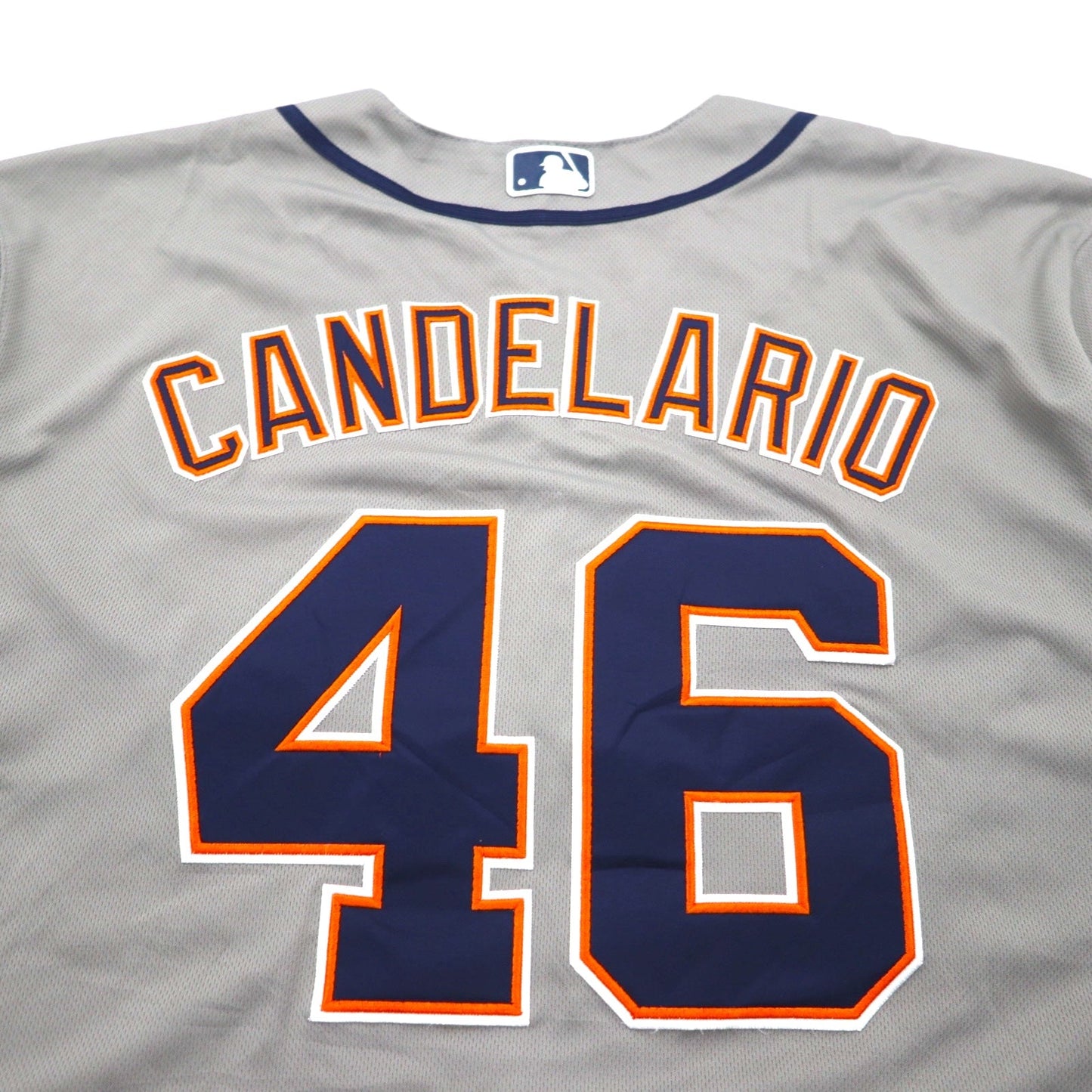 majestic USA製 MLB ベースボールシャツ XL グレー Detroit TIGERS ナンバリング FLEX BASE