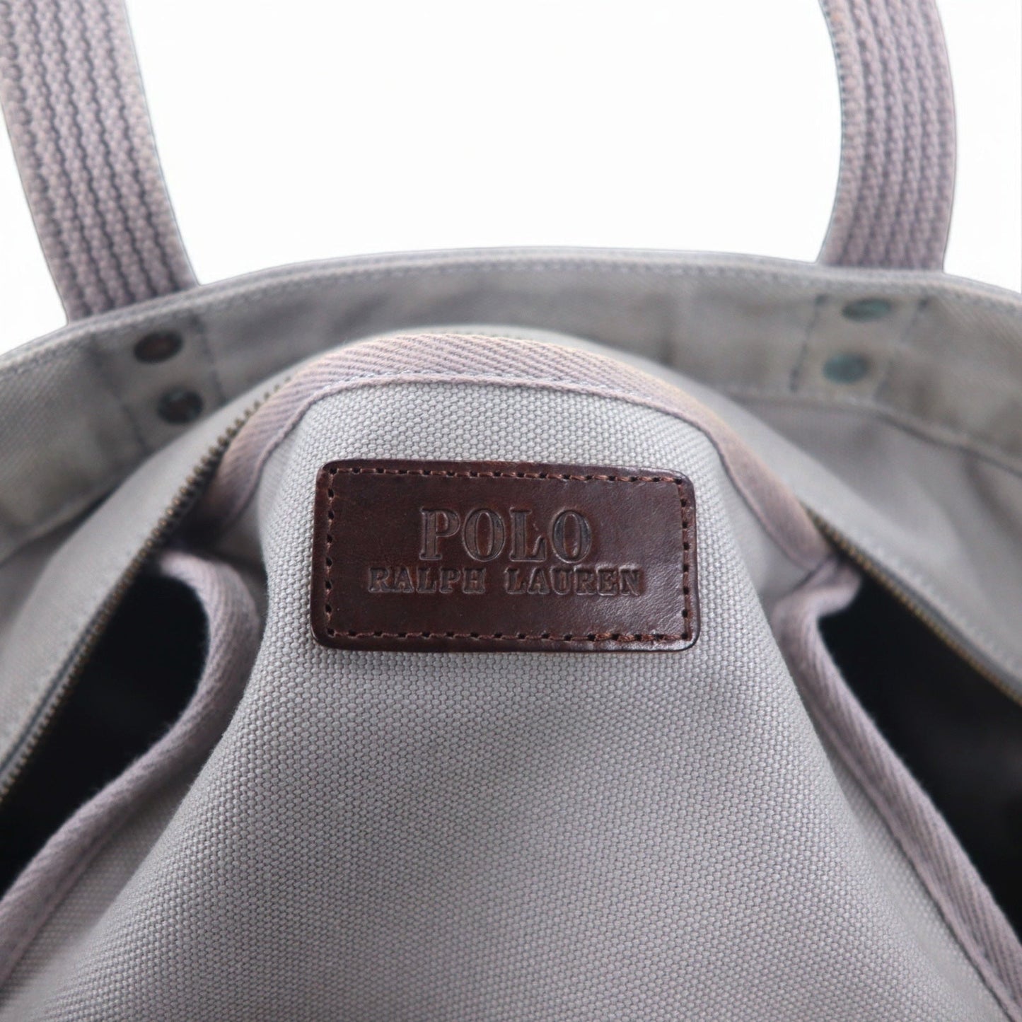 POLO RALPH LAUREN キャンバス トートバッグ グレー コットン ビッグポニー刺繍