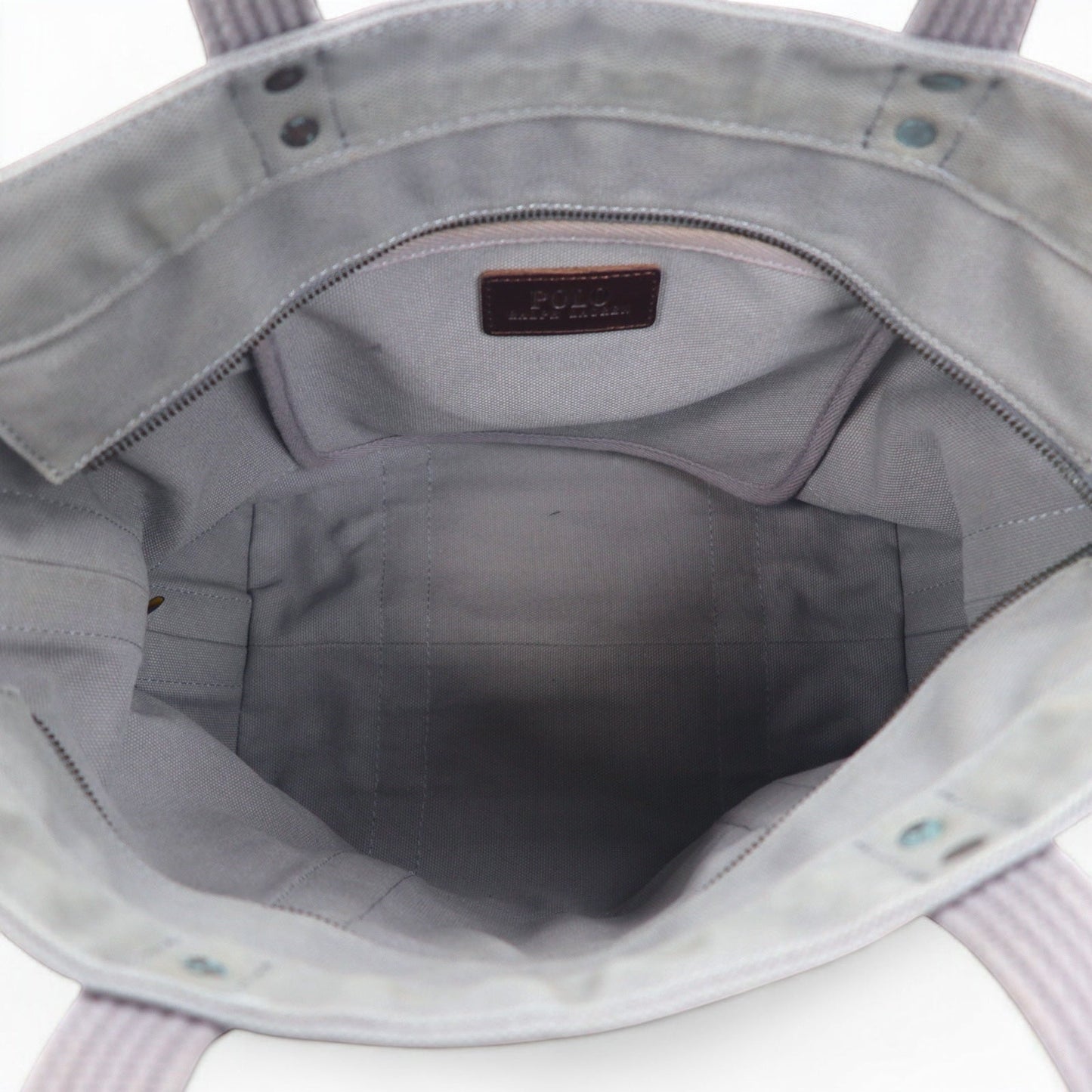 POLO RALPH LAUREN キャンバス トートバッグ グレー コットン ビッグポニー刺繍