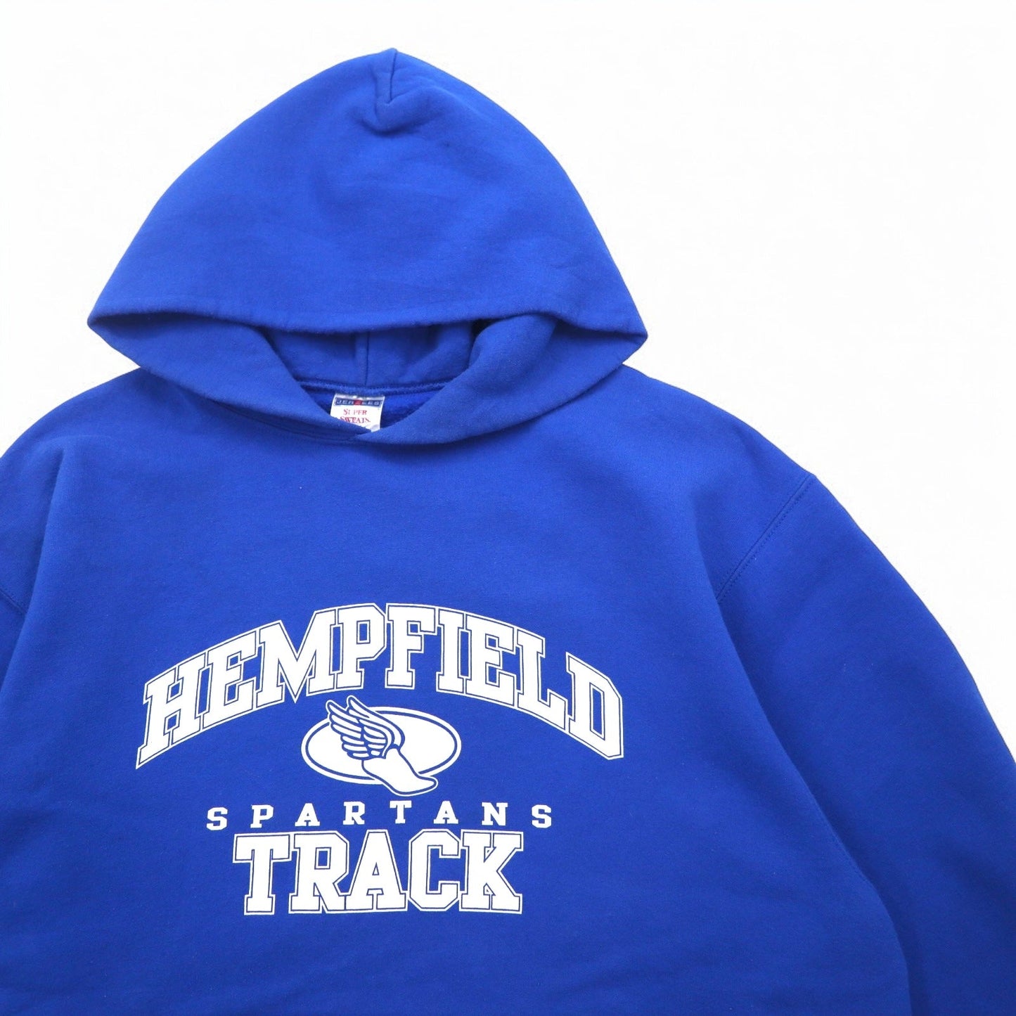 JERZEES カレッジプリント プルオーバーパーカー L ブルー コットン HEMPFIELD SPARTANS TRACK