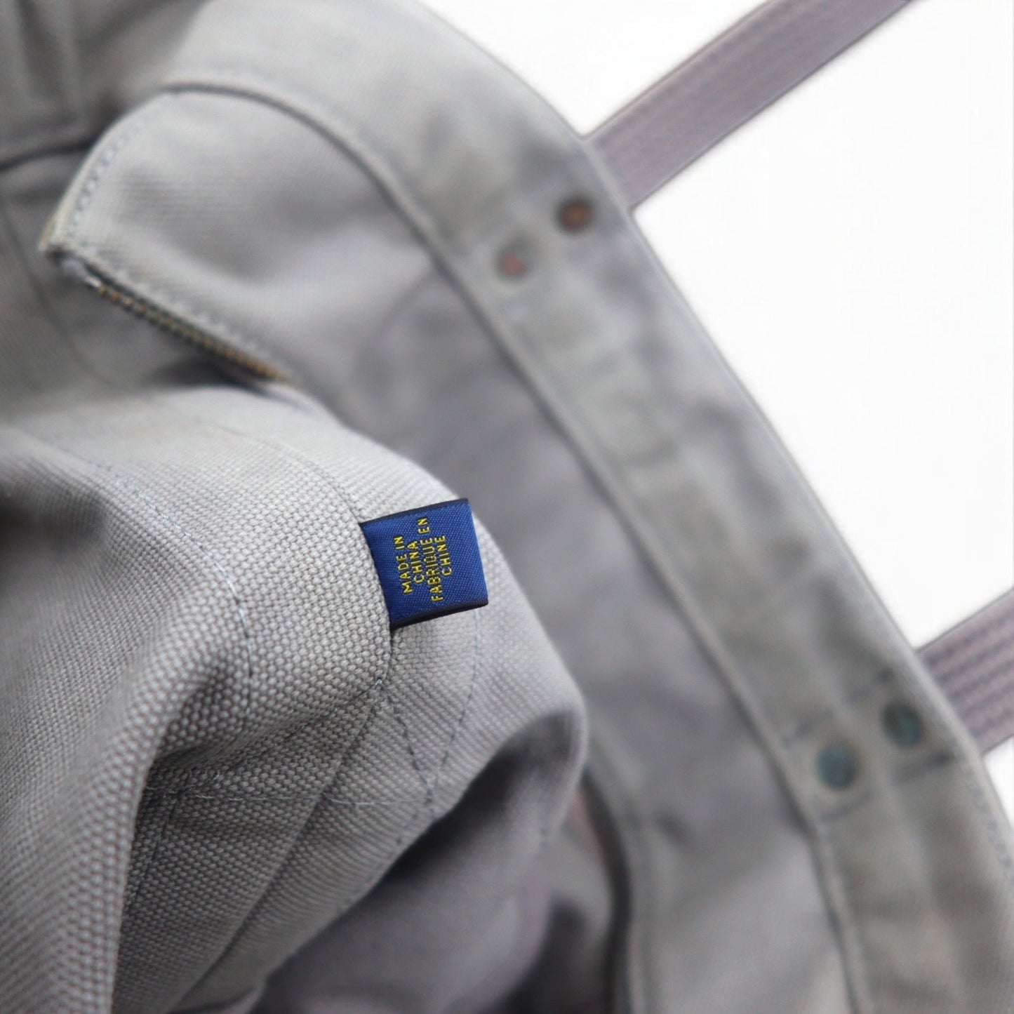 POLO RALPH LAUREN キャンバス トートバッグ グレー コットン ビッグポニー刺繍