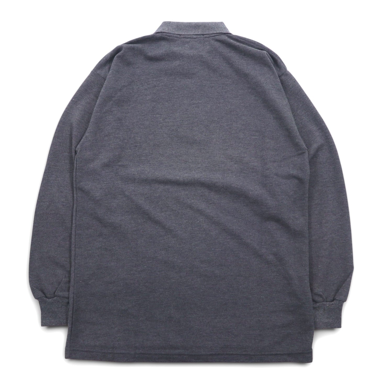 Polo by Ralph Lauren USA製 長袖ポロシャツ XL グレー コットン 鹿の子 スモールポニー刺繍