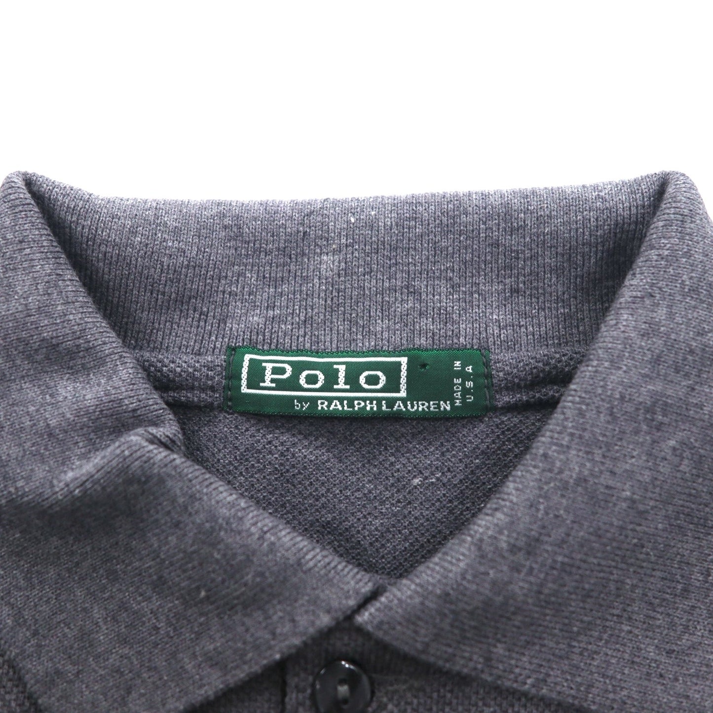 Polo by Ralph Lauren USA製 長袖ポロシャツ XL グレー コットン 鹿の子 スモールポニー刺繍