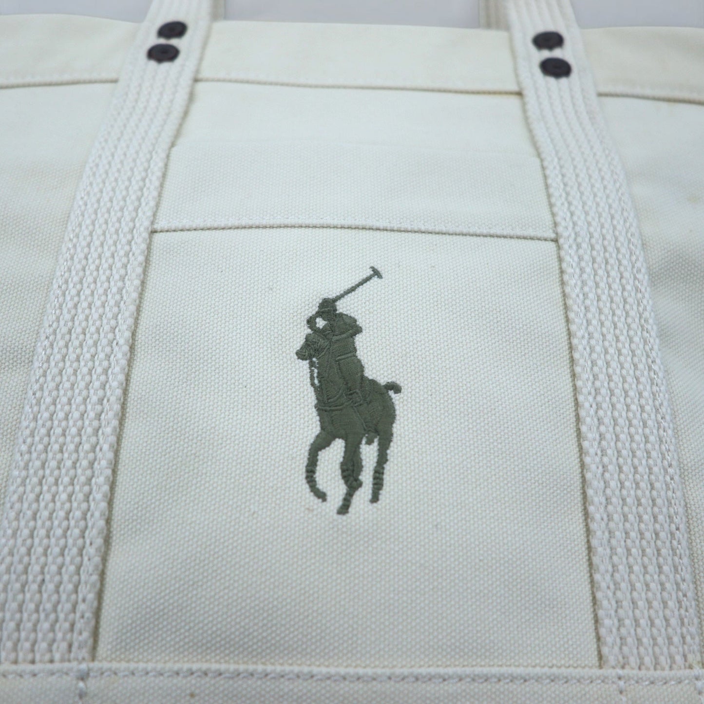POLO RALPH LAUREN キャンバス トートバッグ ホワイト コットン ビッグポニー刺繍