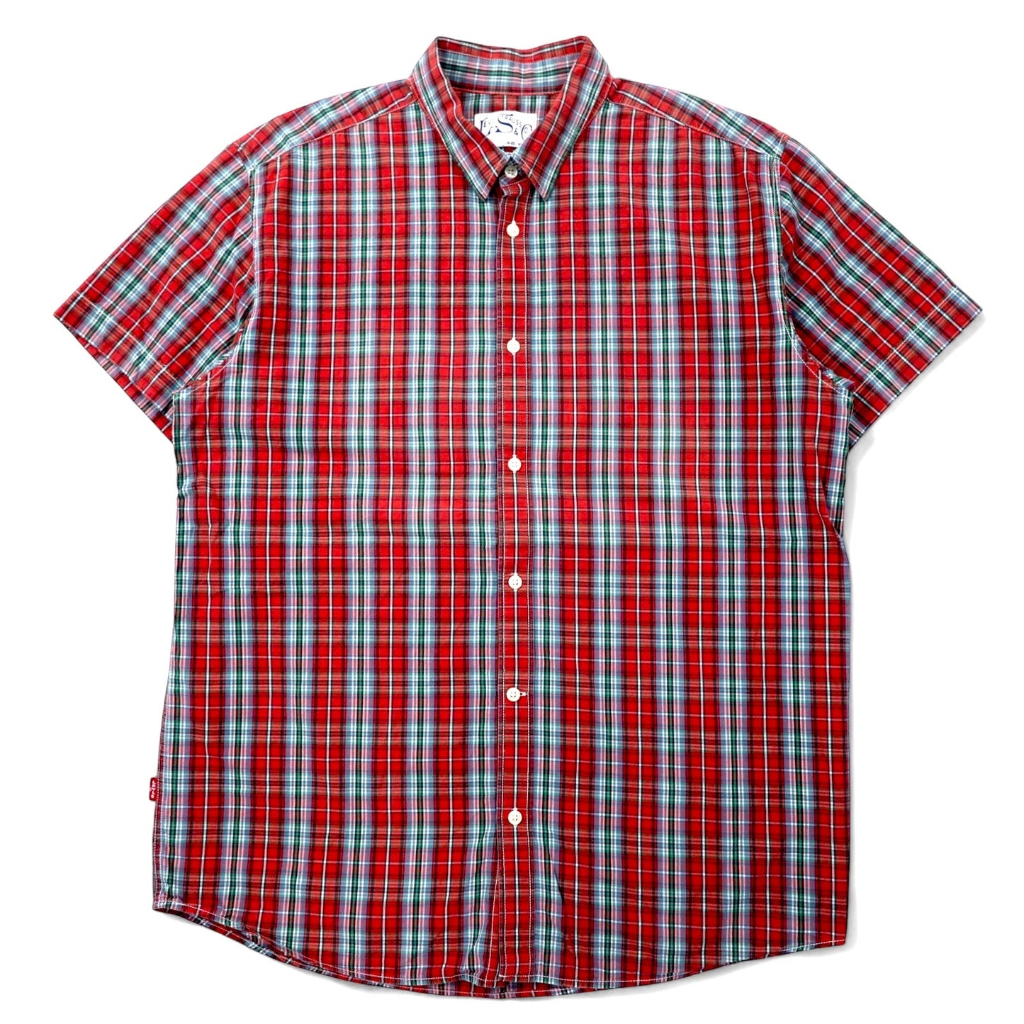 LEVI STRAUSS & Co. ユーロリーバイス クラシックフィット 半袖 シャツ XL レッド チェック コットン Button Replacement