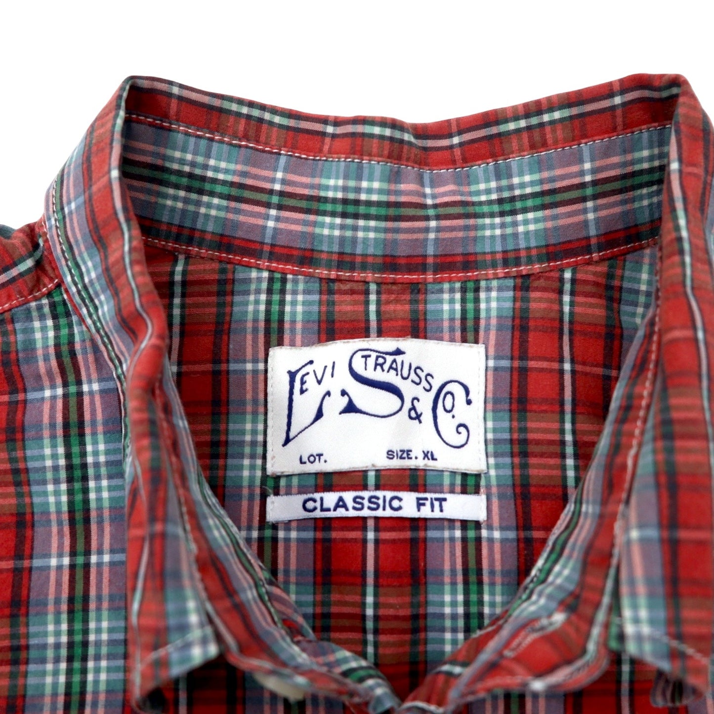 LEVI STRAUSS & Co. ユーロリーバイス クラシックフィット 半袖 シャツ XL レッド チェック コットン Button Replacement