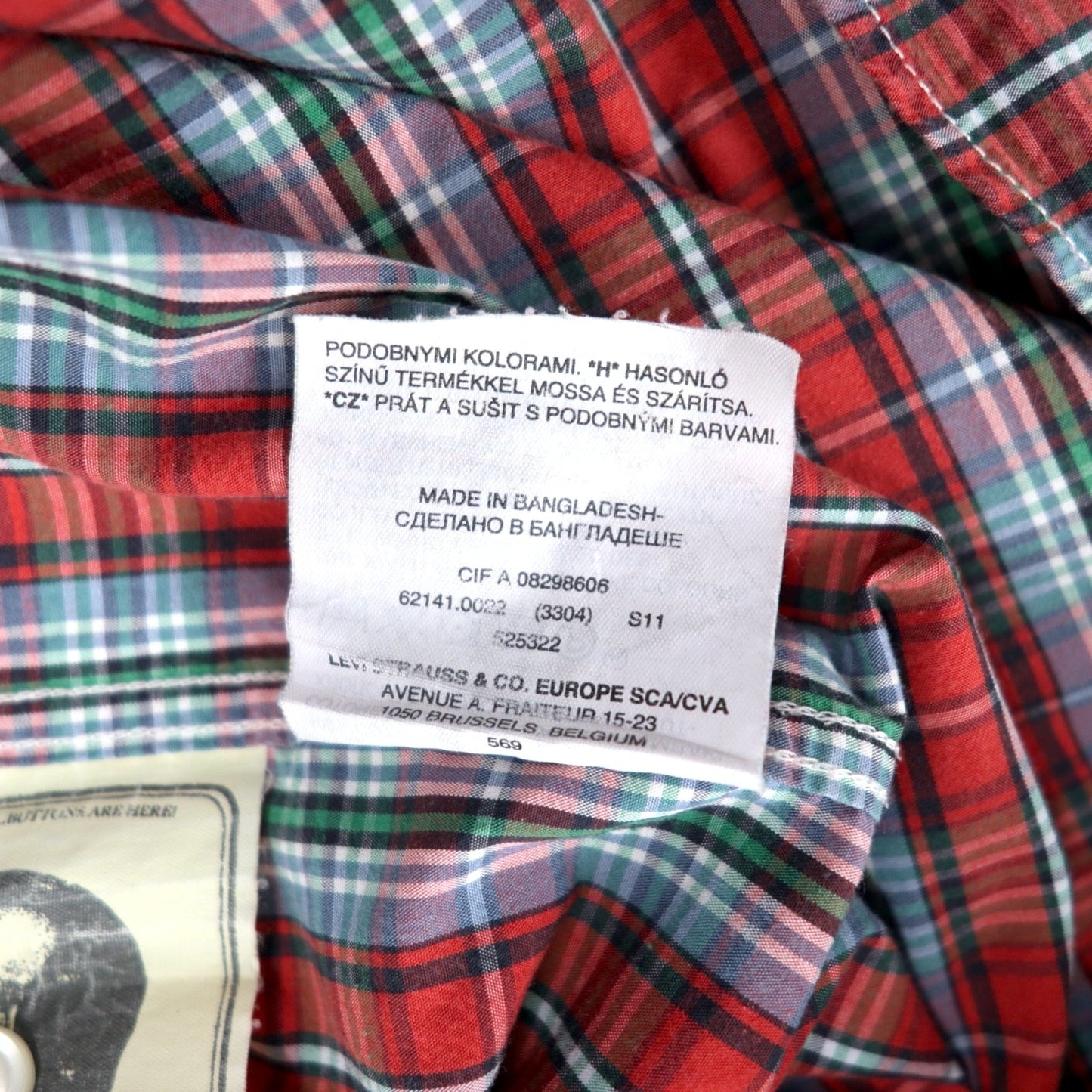 LEVI STRAUSS & Co. ユーロリーバイス クラシックフィット 半袖 シャツ XL レッド チェック コットン Button Replacement